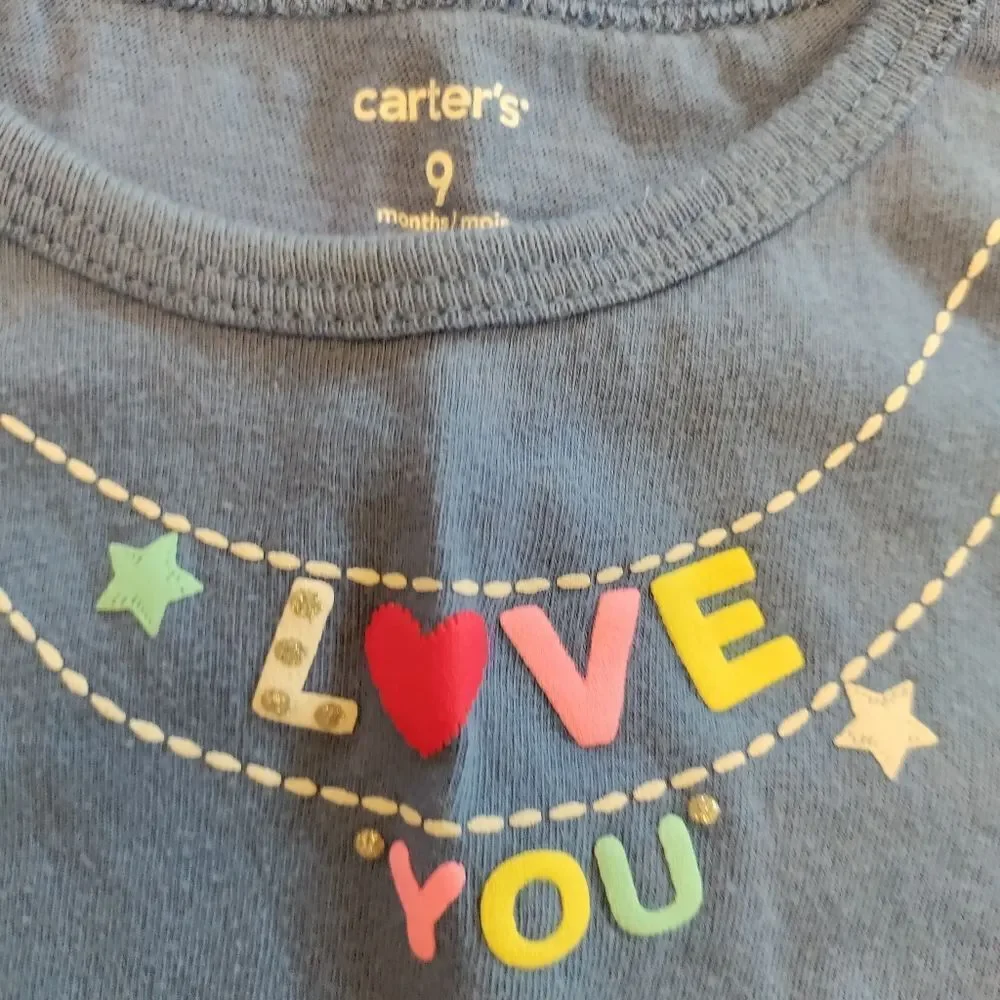 Carters long sleeve shirt bundle 9 months pink blue Love spring cotton